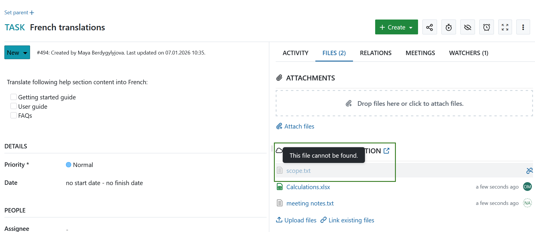 A file has been deleted from the OneDrive file storage