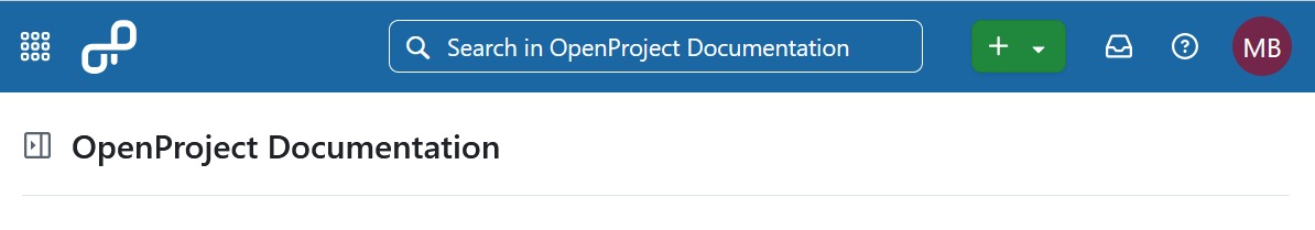Header navigation in OpenProject